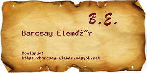 Barcsay Elemér névjegykártya